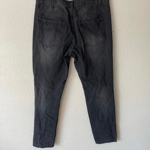 AFRM Washed Black Cyrus High Waist Ankle Ripped Destroyed Button Fly Jeans 28 - Picture 5 of 8
